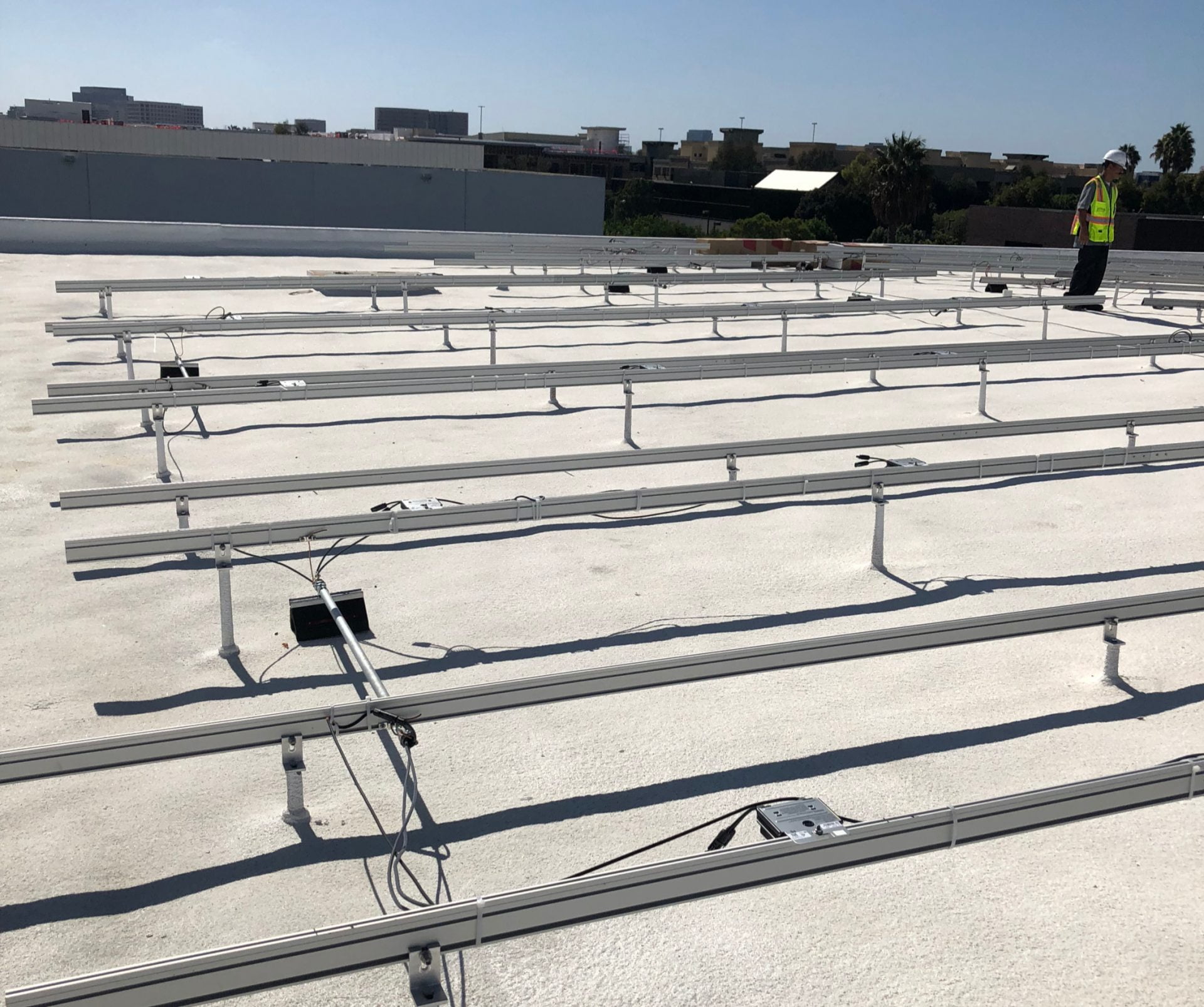 Mid-Construction – Commercial Rooftop Solar Racking System Mid-Construction - Rooftop Solar Racking System
