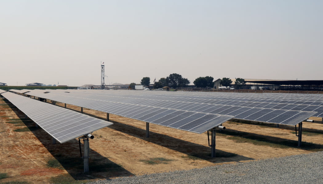 Single-Axis Trackers Close-up at K&M Visser Dairy Agricultural Solar - Pixley, California