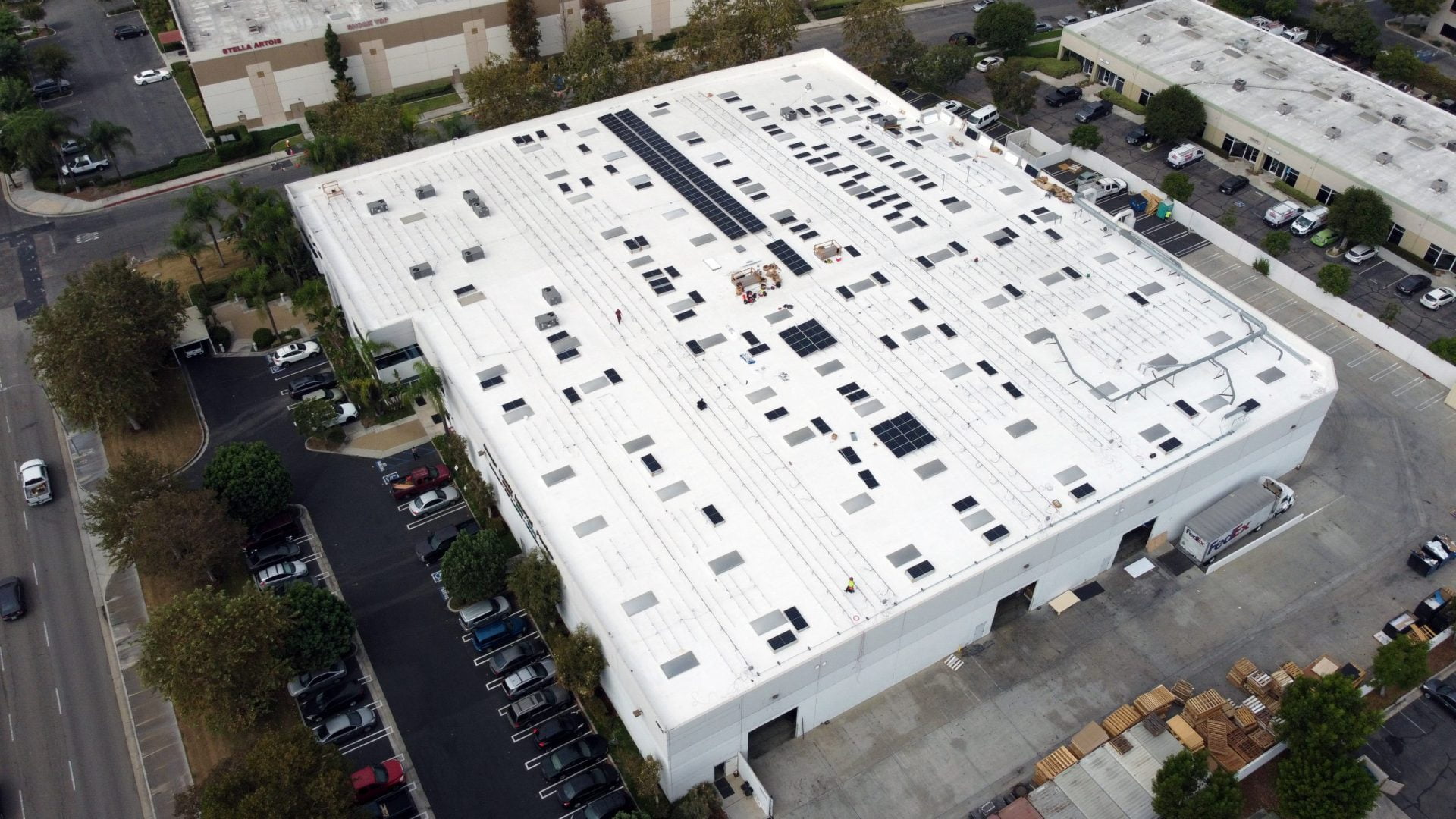 Mid-Construction Top View - Orange County Industrial Plastics Commercial Solar - Anaheim, CA