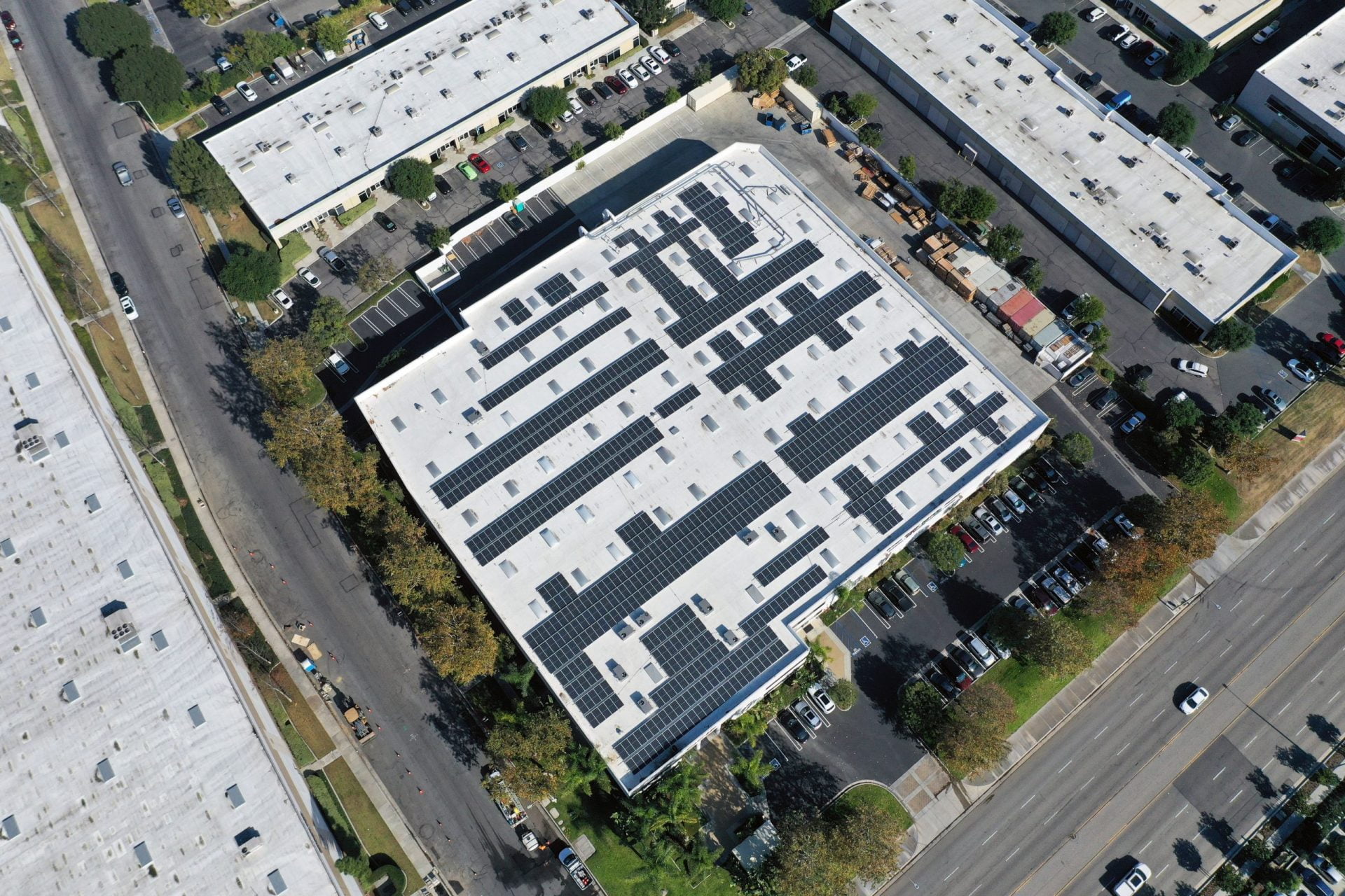 Top View - Orange County Industrial Plastics Rooftop Commercial Solar - Anaheim, CA